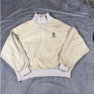 Vintage Aureus Mens XL Quarter Zip Windbreaker Cream Mitchell Levey Foundation